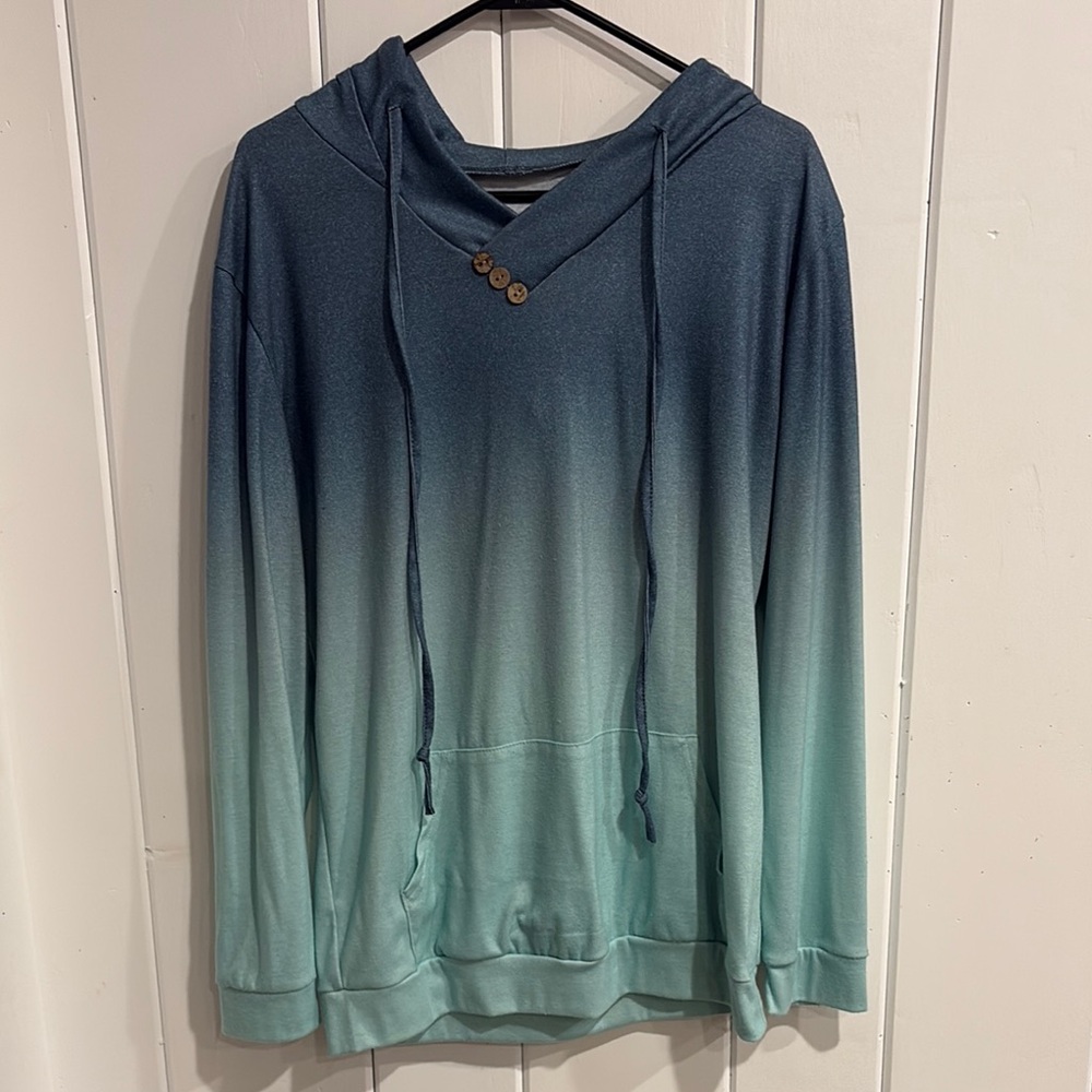 Ombre Blue- Mint Green Hooded Top